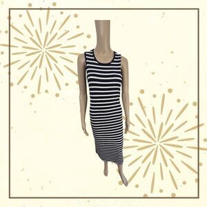 Tahari Striped Blue and White Sleeveless Tank Dress NWT